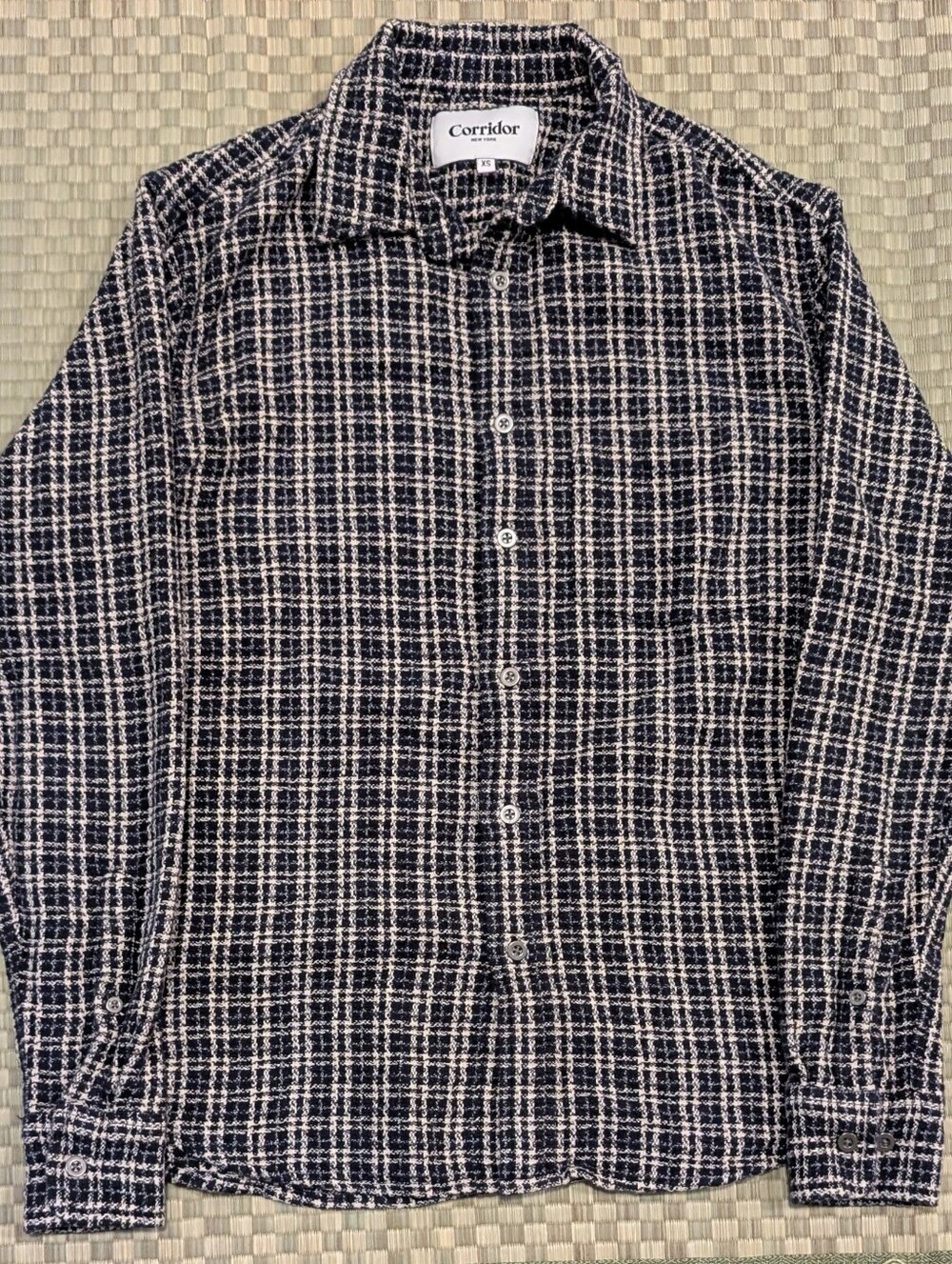 Corridor New York Reverse Tweed Snow Check Long Sleeve Shirt Men's Size XS
